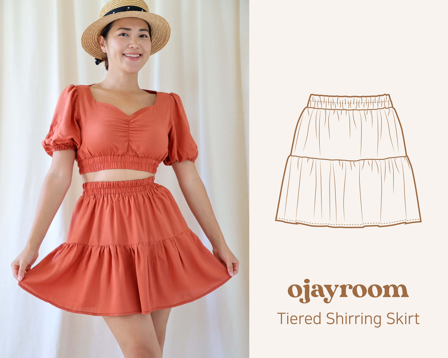 Tiered Shirring Skirt